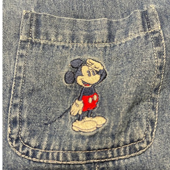 VTG Disney Womens Mickey Mouse Denim USA Flag Jean Vest Size Large Sleeveless - Picture 1 of 6